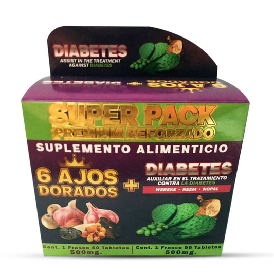 6 Ajos Dorados Diabetes Suplemento, 6 Golden Garlic Diabetes Supplement 150 Tablets, Natural de Mexico - Tierra Naturaleza Shop