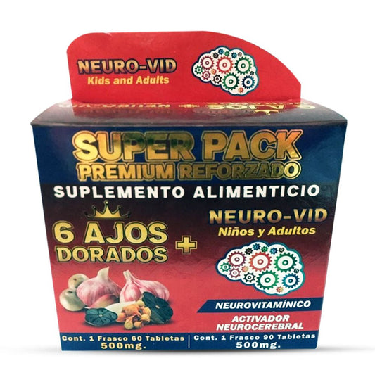 6 Ajos Dorados Neuro-Vid niños y adultos Suplemento, 6 Neuro-Vid Golden Garlic For Children and Adults Supplement 150 Tablets, Natural de Mexico - Tierra Naturaleza Shop