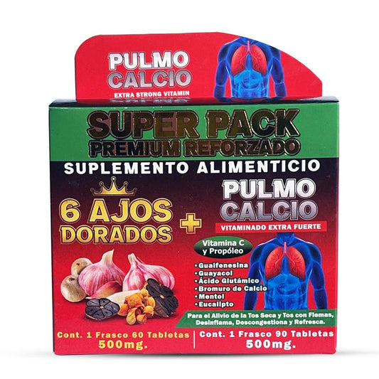 6 Ajos Dorados Pulmo Calcio Suplemento, 6 Golden Garlic Pulmo Calcium Supplement 150 Tablets, Natural de Mexico - Tierra Naturaleza Shop