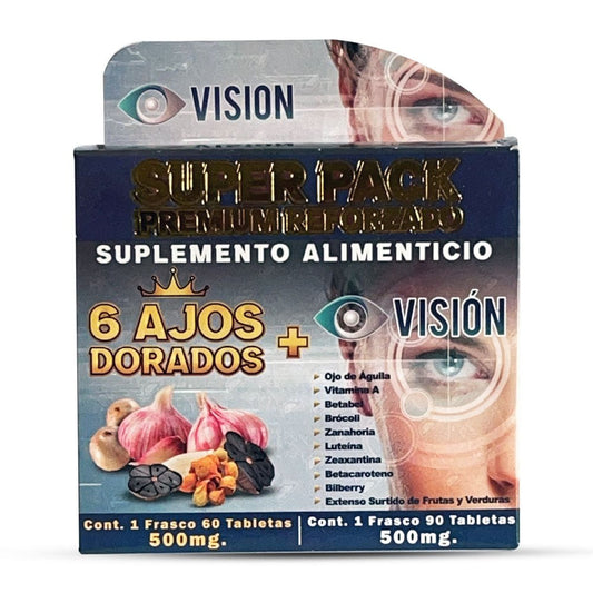 6 Ajos Dorados Vision Suplemento, 6 Vision Golden Garlic Supplement 150 Tablets, Natural de Mexico - Tierra Naturaleza Shop