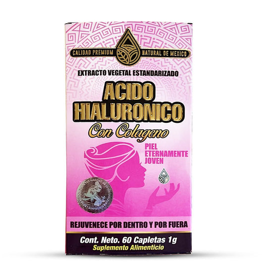 Acido Hialuronico con Colágeno Suplemento, Hyaluronic Acid with Collagen Supplement 60 Caplets, Natural de Mexico - Tierra Naturaleza Shop