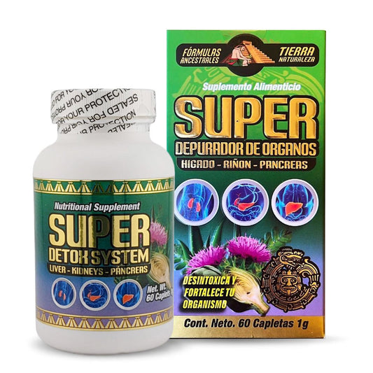 Super Detox Cleanse, Limpia Hígado Riñón y Páncreas, Supplements 60 Caplets, Tierra Naturaleza - Tierra Naturaleza Shop