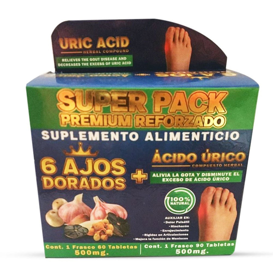 6 Ajos Dorados Acido Urico Suplemento, 6 Golden Garlic Uric Acid Supplement 150 Tablets, Natural de Mexico - Tierra Naturaleza Shop