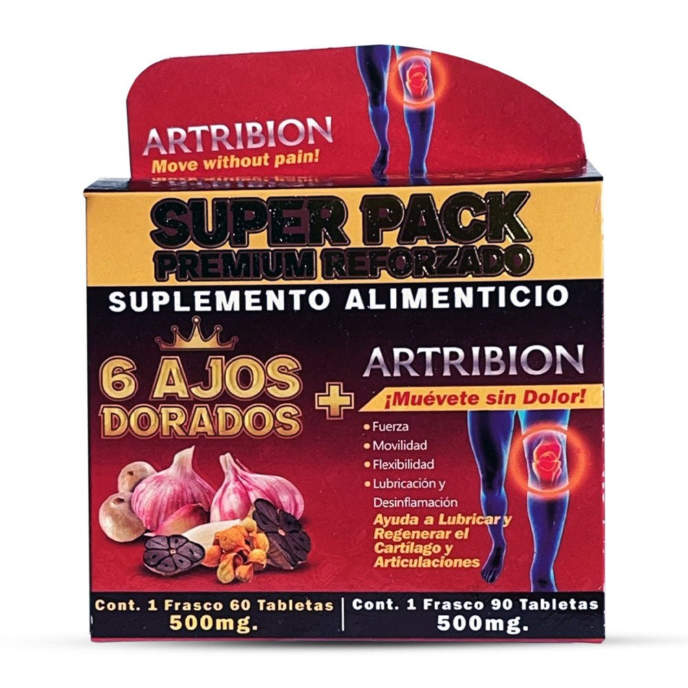 6 Ajos Dorados Artribion Suplemento, 6 Golden Garlic Artribion Supplement 150 Tablets, Natural de Mexico - Tierra Naturaleza Shop