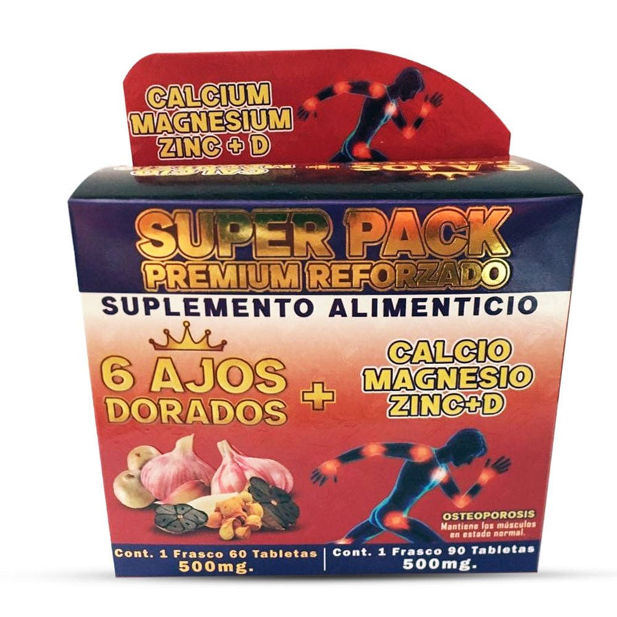 6 Ajos Dorados Calcio Magnesio Zinc+D Suplemento, 6 Golden Garlic Calcium Magnesium Zinc and Vitamin D Supplement 150 Tablets, Natural de Mexico - Tierra Naturaleza Shop
