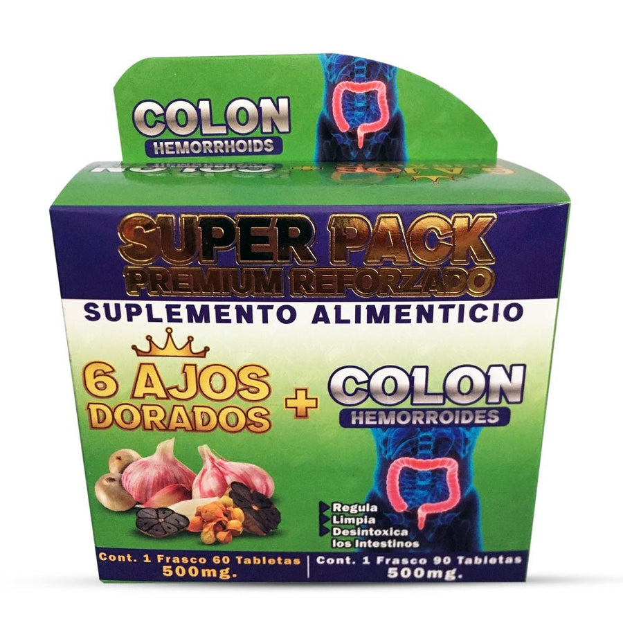 6 Ajos Dorados Colon Hemorroides Suplemento, 6 Golden Garlic Colon Hemorrhoids Supplement 150 Tablets, Natural de Mexico - Tierra Naturaleza Shop