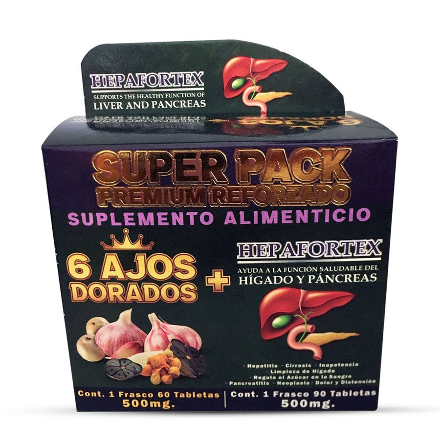 6 Ajos Dorados Hepafortex Suplemento, 6 Golden Garlic Hepafortex Supplement 150 Tablets, Natural de Mexico - Tierra Naturaleza Shop