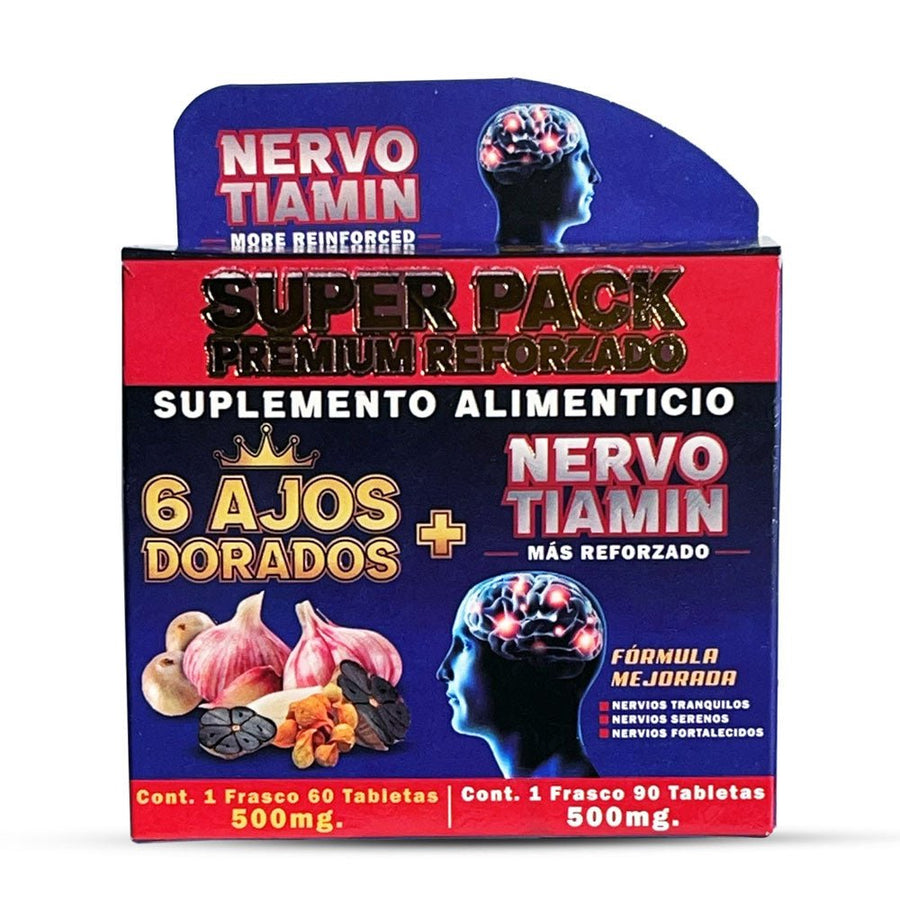 6 Ajos Dorados Nervo Tiamin Suplemento, 6 Garlic Garlic Sauces Nervo Tiamin Supplement 150 Tablets, Natural de Mexico - Tierra Naturaleza Shop
