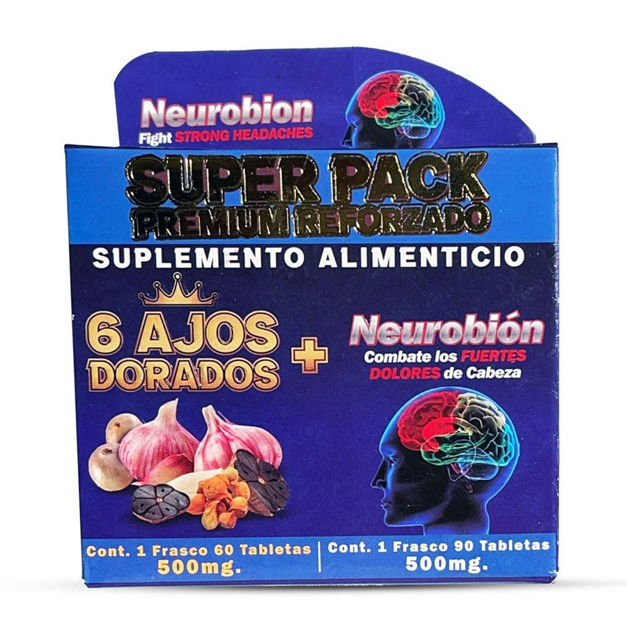 6 Ajos Dorados Neurobion Suplemento, 6 Golden Garlic Neurobion Supplement 150 Tablets, Natural de Mexico - Tierra Naturaleza Shop