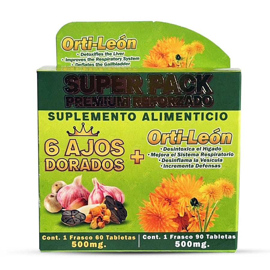 6 Ajos Dorados Orti-Leon Suplemento, 6 Golden Garlic Orti-Lion Supplement 150 Tablets, Natural de Mexico - Tierra Naturaleza Shop