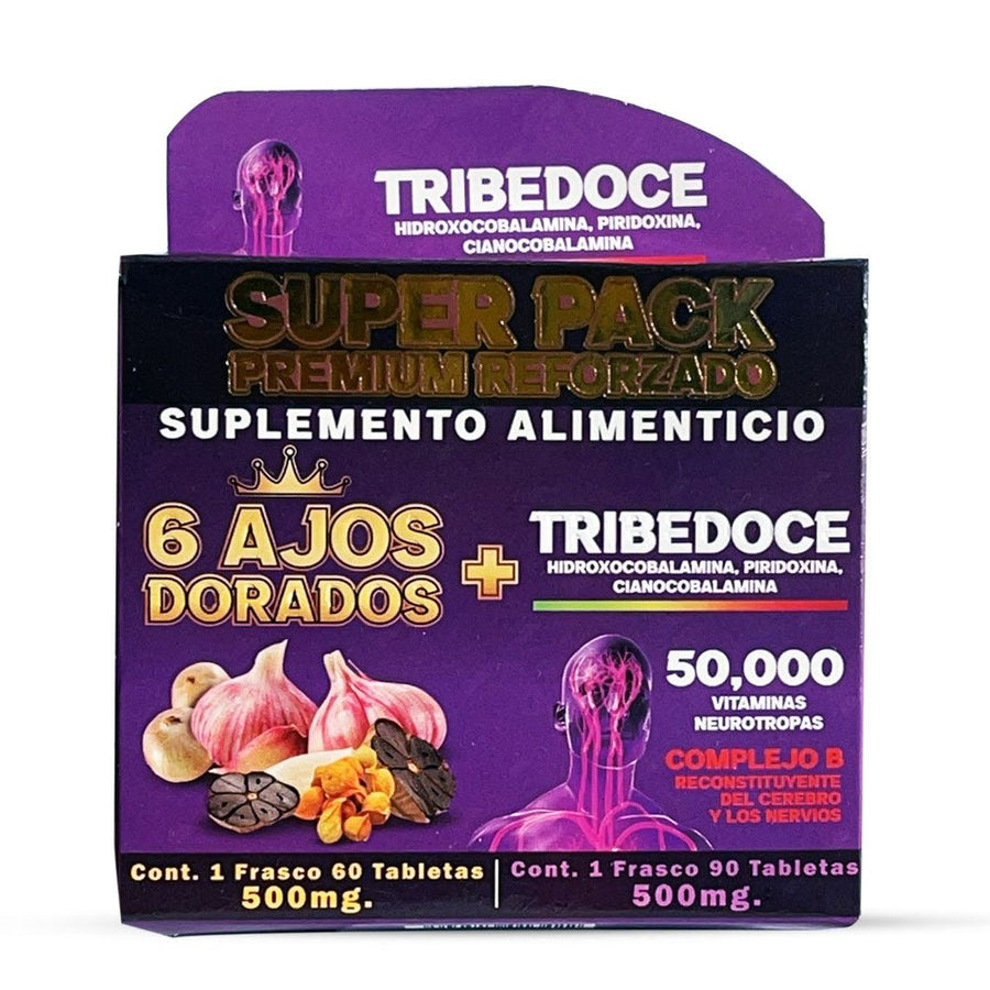 6 Ajos Dorados Tribedoce Suplemento, 6 Tribedoce Golden Garlic Supplement 150 Tablets, Natural de Mexico - Tierra Naturaleza Shop