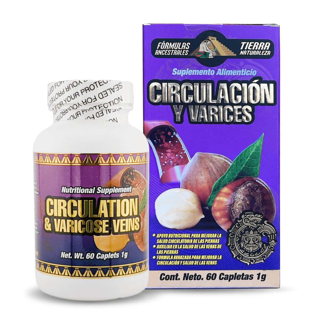 Circulación y Varices con Castaño de Indias Complejo B y Magnesio, Varicose Veins Support Horse Chestnut Vitamin B Complex Magnesium Supplement 60 Caplets, Tierra Naturaleza - Tierra Naturaleza Shop