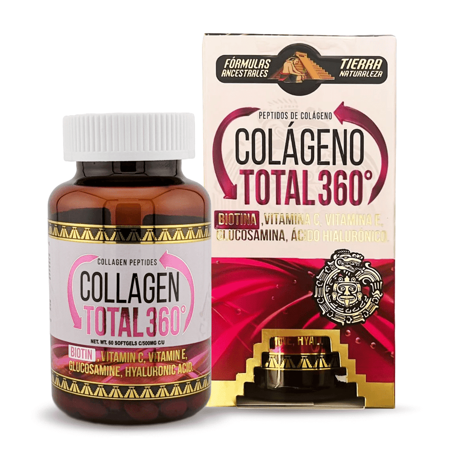 Colágeno Total 360 con Biotina y Vitamin H y C Capsulas Blandas, Collagen Biotin Vitamin H & C Supplement Softgels 60 Caplets, Tierra Naturaleza - Tierra Naturaleza Shop